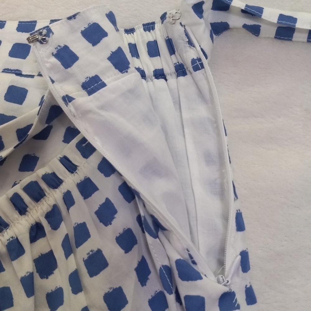 Vineyard Vines Painterly Grid Blue White Faux Wrap Ruffle Mini Skirt - Picture 9 of 15